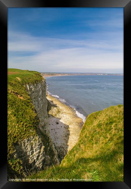 Buckton Cliffs - View towards Filey Framed Print by Michael Shannon