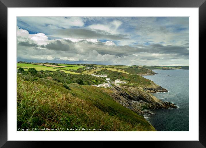 View of the Cornish Coastline around the village o Framed Mounted Print by Michael Shannon