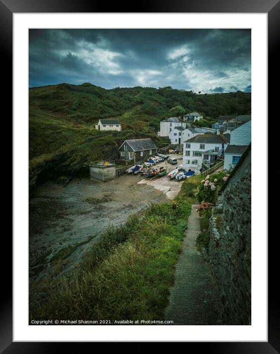 The traditional fishing village of Portloe in Corn Framed Mounted Print by Michael Shannon