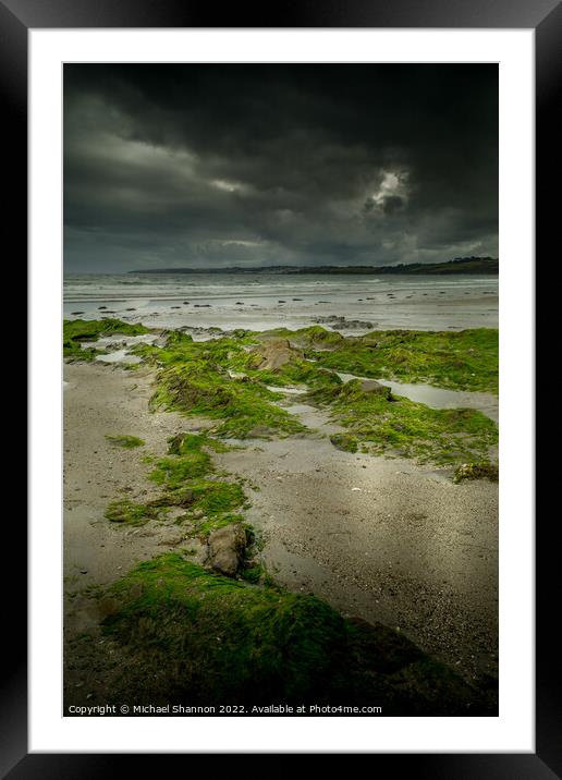 A moody, overcast day on Carne Beach in Cornwall Framed Mounted Print by Michael Shannon