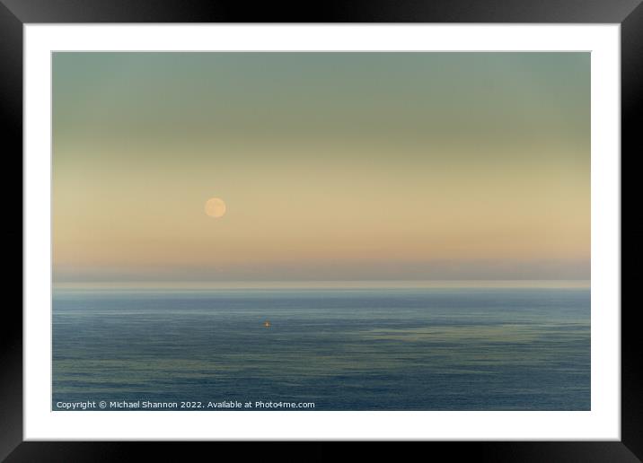 Full Moon Rising over the sea at Whitby Framed Mounted Print by Michael Shannon
