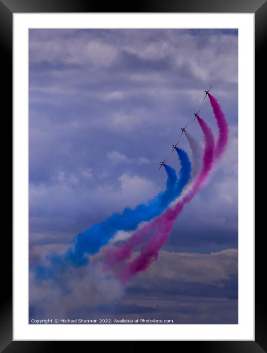 Red Arrow aircraft display team produce a tricolou Framed Mounted Print by Michael Shannon