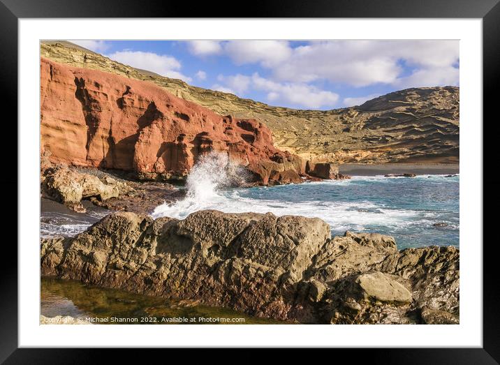 Volcanic cliffs at El Golfo, Lanzarote Framed Mounted Print by Michael Shannon