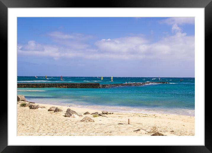 Windsurfing, Baja de los Charcos, Costa Teguise Framed Mounted Print by Michael Shannon