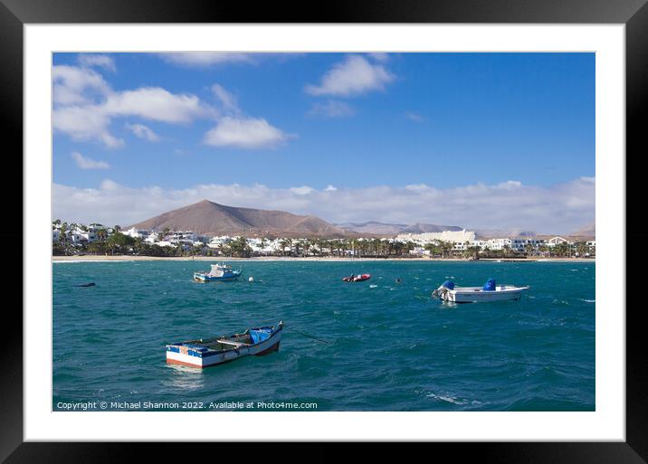 Playa de la Cucharas, Costa Teguise, Lanzarote Framed Mounted Print by Michael Shannon