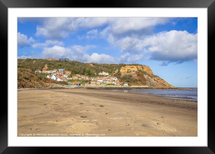 The sandy beach in Runswick Bay on the North Yorks Framed Mounted Print by Michael Shannon