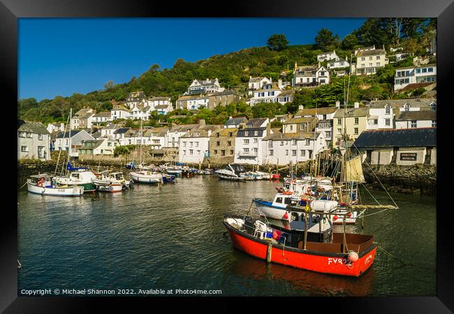 Harbour in Polperro, Cornish Fishing Village Framed Print by Michael Shannon