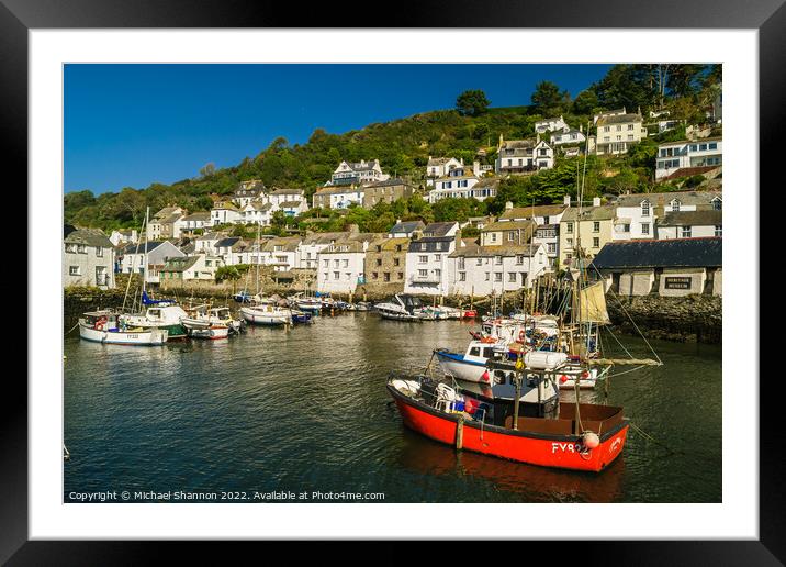 Harbour in Polperro, Cornish Fishing Village Framed Mounted Print by Michael Shannon