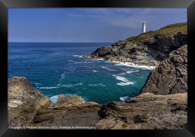 The Lighthouse at Trevose Head in Cornwall. Framed Print by Michael Shannon