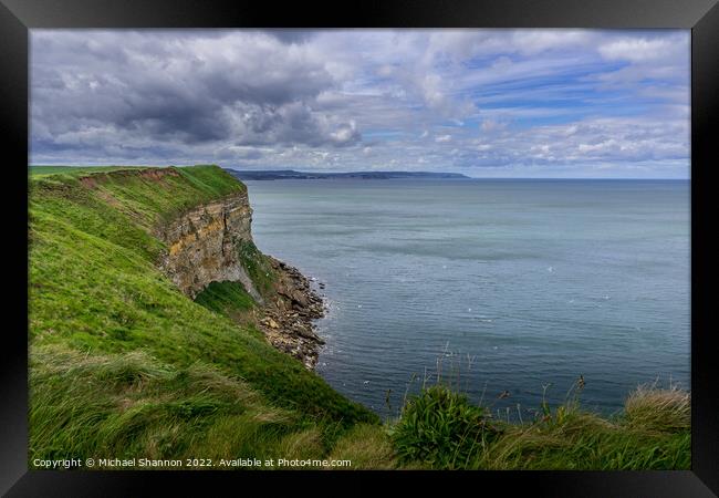 Clifftop view from near Filey Brigg Framed Print by Michael Shannon