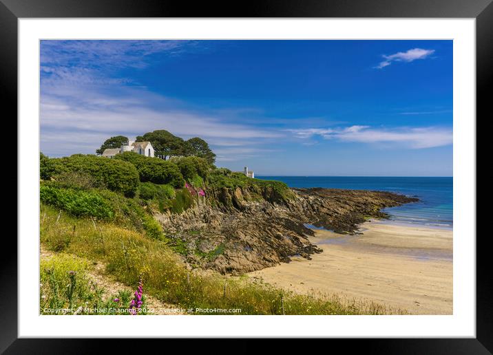 The beach at Chapel Point in Cornwall Framed Mounted Print by Michael Shannon