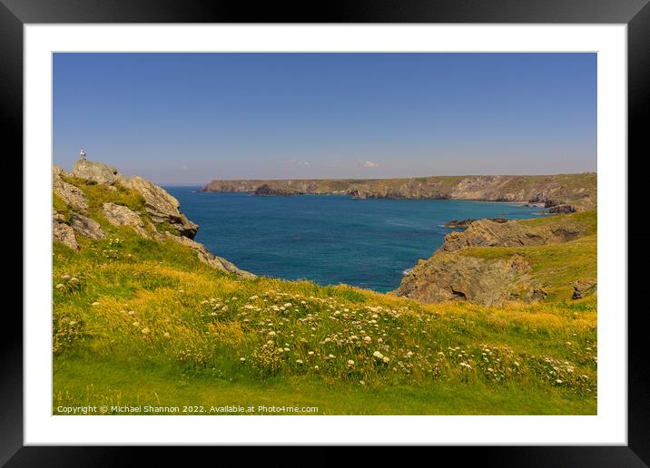 Coastline between Lizard Point and Kynance cove in Framed Mounted Print by Michael Shannon