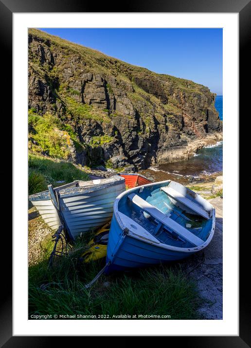 Boats at the top of the slipway in Church Cove, Co Framed Mounted Print by Michael Shannon