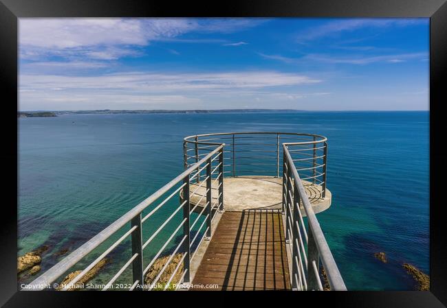 The viewpoint that overlooks Mevagissey in Cornwal Framed Print by Michael Shannon