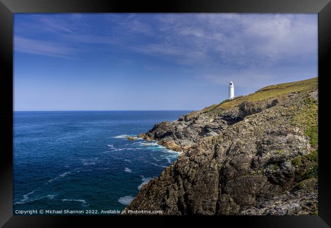 Trevose Head lighthouse, Cornwall Framed Print by Michael Shannon