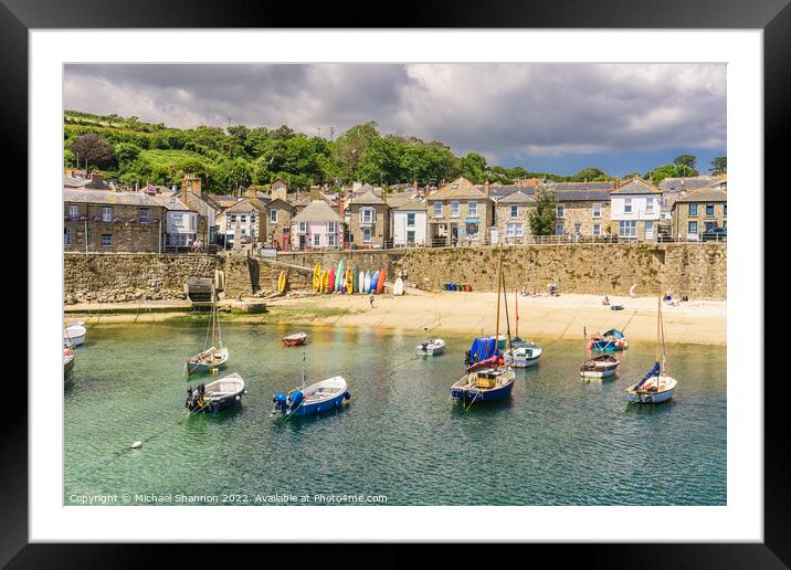 The harbour and beach in Mousehole, Cornwall Framed Mounted Print by Michael Shannon