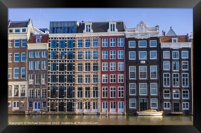 Waterfront buildings in Amsterdam Framed Print by Michael Shannon