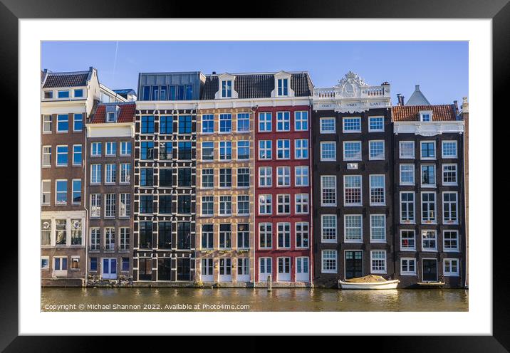 Waterfront buildings in Amsterdam Framed Mounted Print by Michael Shannon