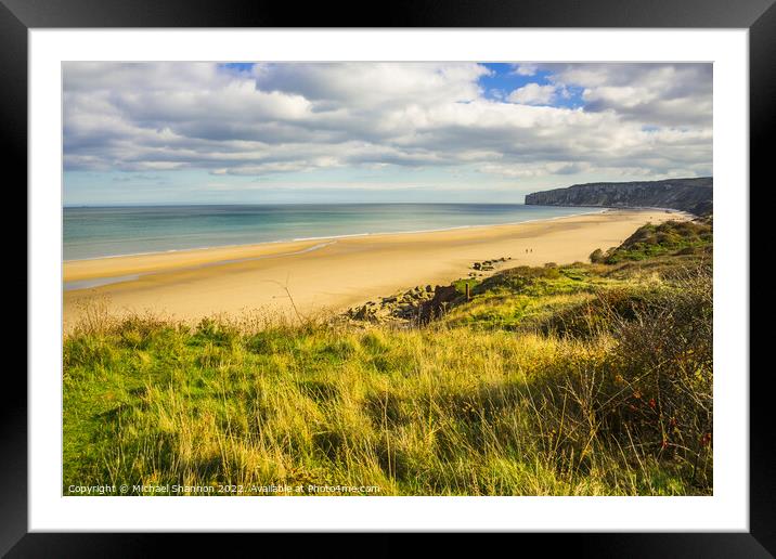 Clifftop view of Reighton and Speeton Sands Framed Mounted Print by Michael Shannon