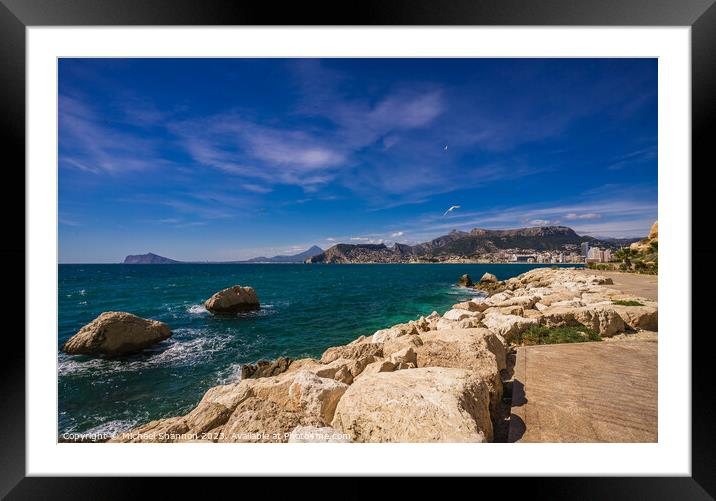 View of Calpe from the Nature trail around the bas Framed Mounted Print by Michael Shannon