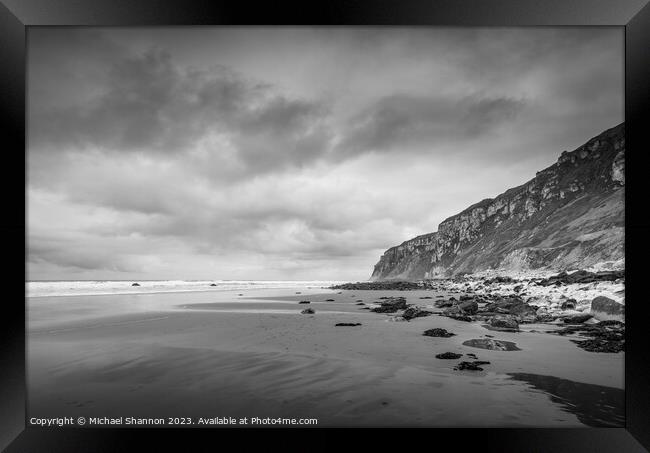 Chalk Cliffs at the end of Speeton Beach. Framed Print by Michael Shannon