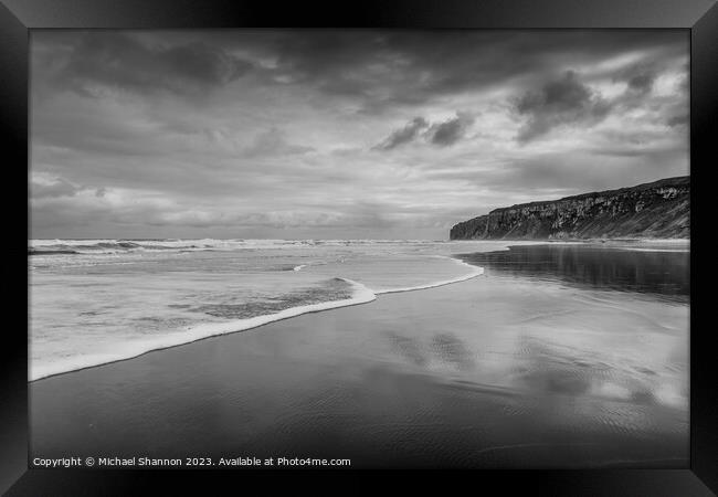 Speeton Sands, Filey Bay, Overcast Day Framed Print by Michael Shannon