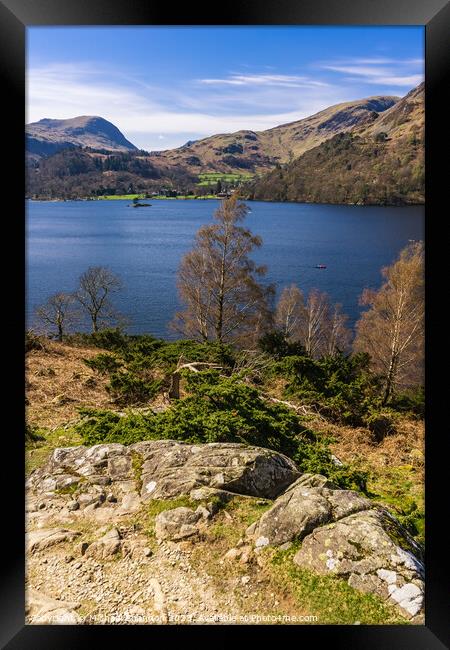 Ullswater View across to Glenridding and fells Framed Print by Michael Shannon