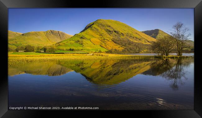 Looking across Brothers Water in the Lake District Framed Print by Michael Shannon