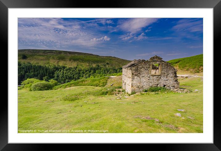 Derelict Stone Barn in Swaledale Framed Mounted Print by Michael Shannon