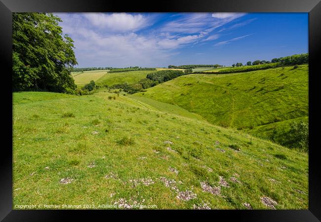 Painsthorpe Dale in the Yorkshire Wolds Framed Print by Michael Shannon