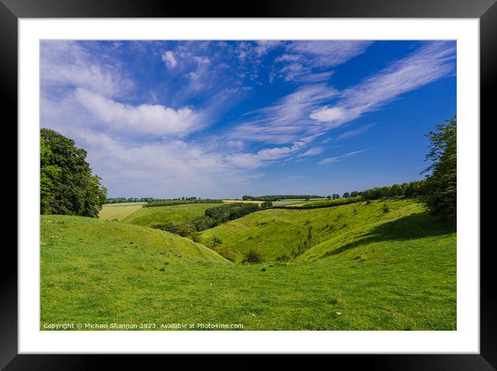 Painsthorpe Dale in the Yorkshire Wolds Framed Mounted Print by Michael Shannon