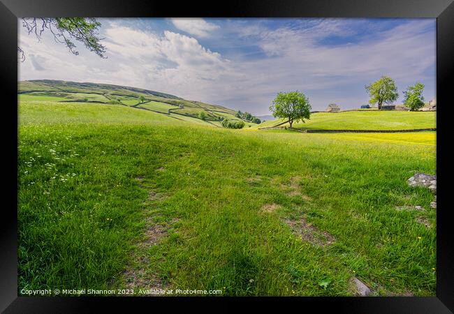 Swaledale scenery near Keld, Yorkshire Dales Natio Framed Print by Michael Shannon