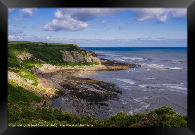 Port Mulgrave - Clifftop View from Cleveland Way Framed Print by Michael Shannon
