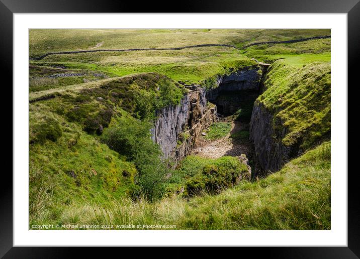 Hull Pot near Penyghent in the Yorkshire Dales Nat Framed Mounted Print by Michael Shannon
