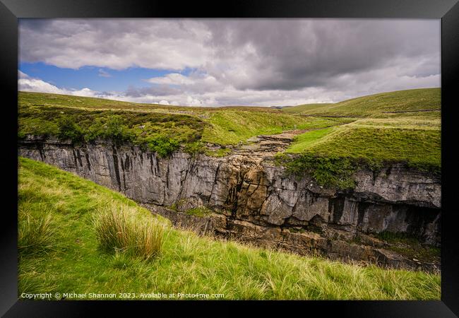 Hull Pot near Penyghent in the Yorkshire Dales Framed Print by Michael Shannon