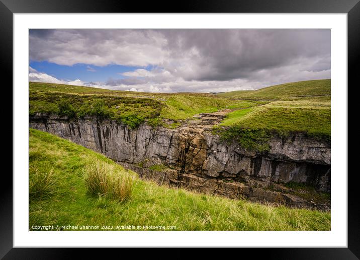 Hull Pot near Penyghent in the Yorkshire Dales Framed Mounted Print by Michael Shannon