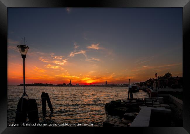 Venice - Sunset Framed Print by Michael Shannon