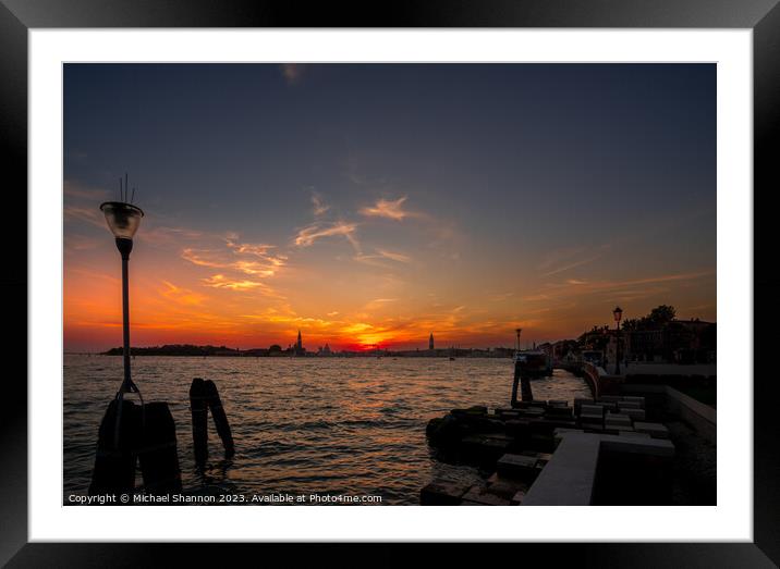 Venice - Sunset Framed Mounted Print by Michael Shannon