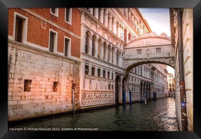 Bridge of Sighs - Venice Framed Print by Michael Shannon
