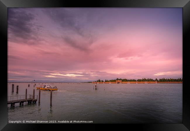 Venice - Fading Light over the Lagoon Framed Print by Michael Shannon