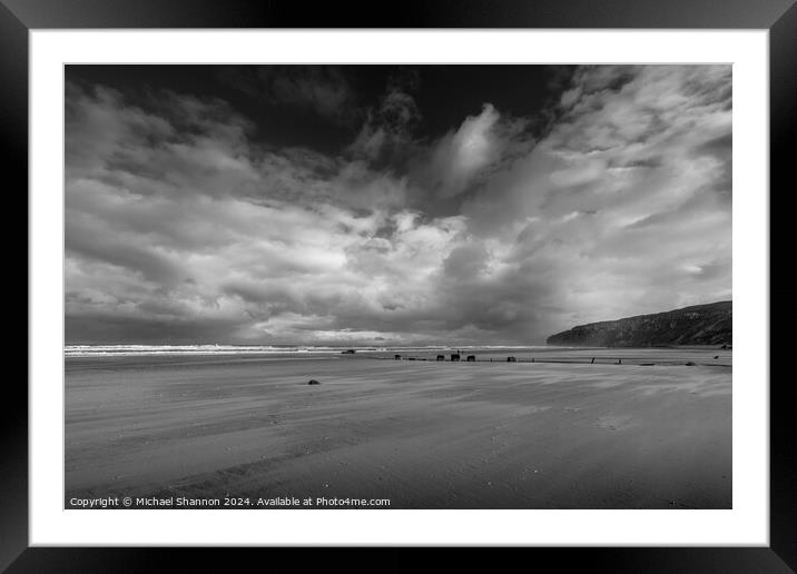 Reighton / Speeton Sands in Filey Bay Framed Mounted Print by Michael Shannon