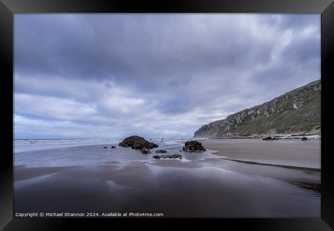 King Rocks Speeton Beach at low tide Framed Print by Michael Shannon