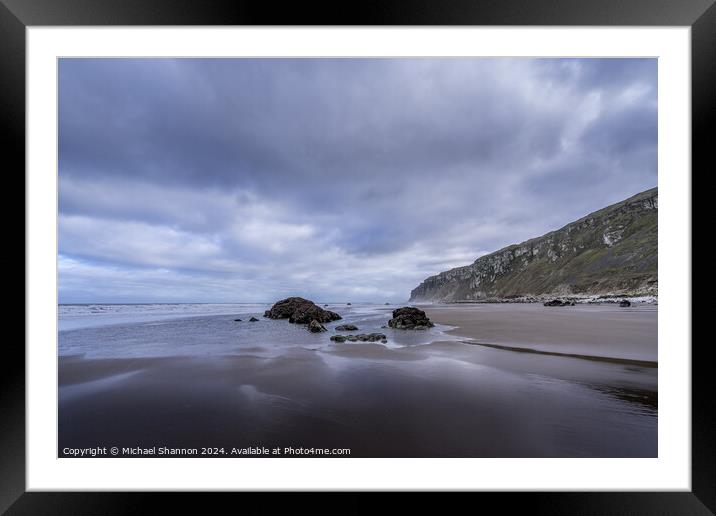King Rocks Speeton Beach at low tide Framed Mounted Print by Michael Shannon