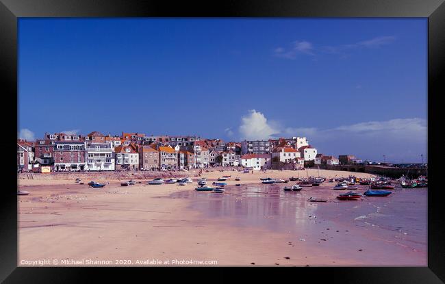 Serene St Ives Harbour Framed Print by Michael Shannon