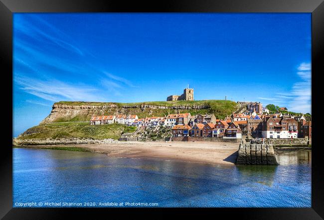 Whitby, North Yorkshire - The Old Town and Harbour Framed Print by Michael Shannon