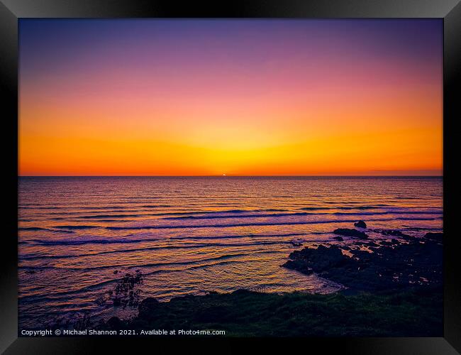 Beach Sunset in Cornwall Framed Print by Michael Shannon