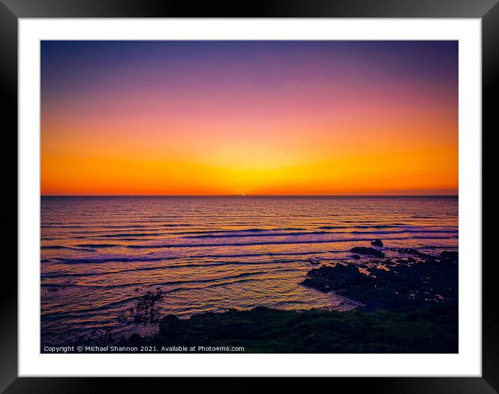 Beach Sunset in Cornwall Framed Mounted Print by Michael Shannon