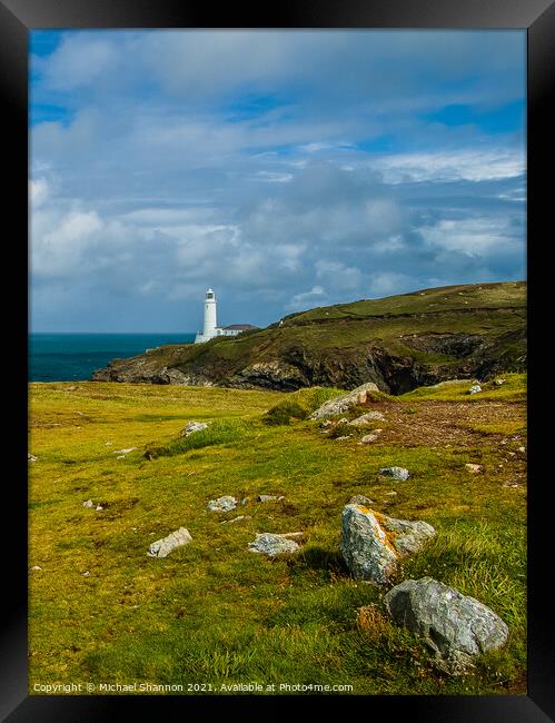 Trevose Head Lighthouse in Cornwall Framed Print by Michael Shannon