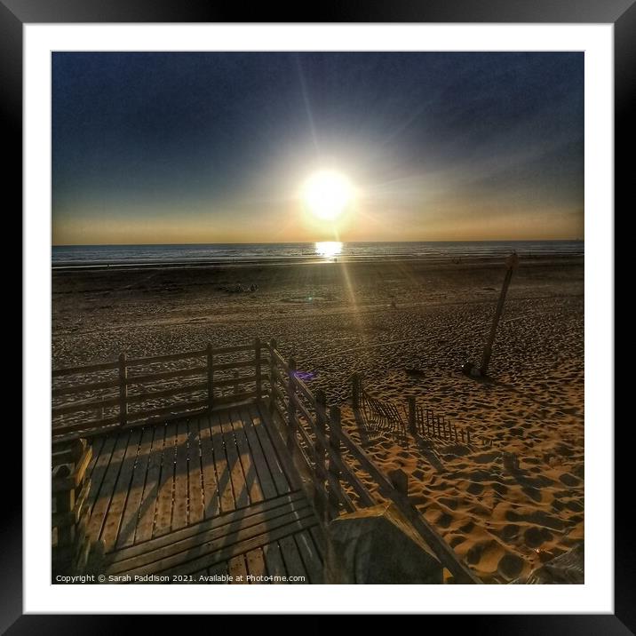 Formby beach as the sun is setting Framed Mounted Print by Sarah Paddison