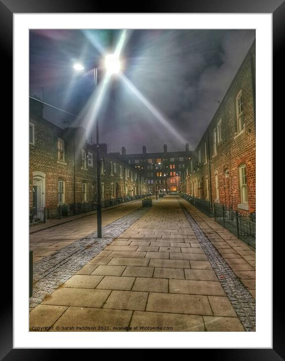 Anita Street Manchester at night Framed Mounted Print by Sarah Paddison